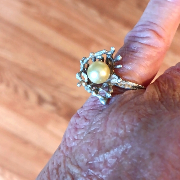 VTG STERLING PEARL ARTISAN MADE RING - Picture 4 of 8